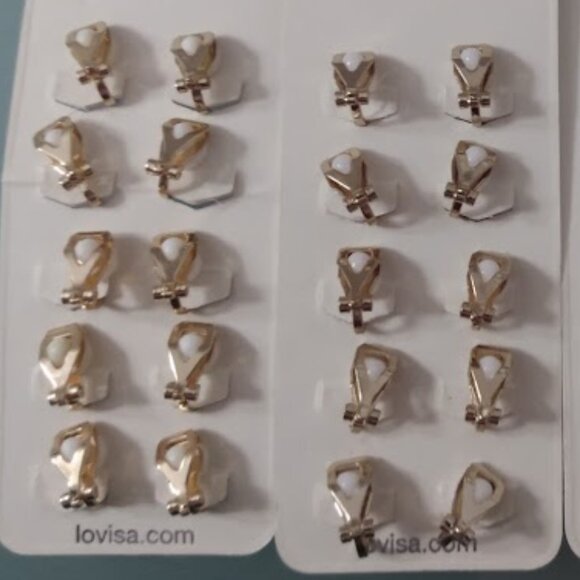 LOVISA 5pc LOT Flower/Round/Clear Crystal Pearl Clip On Earrings Set**NEW! - Picture 8 of 9